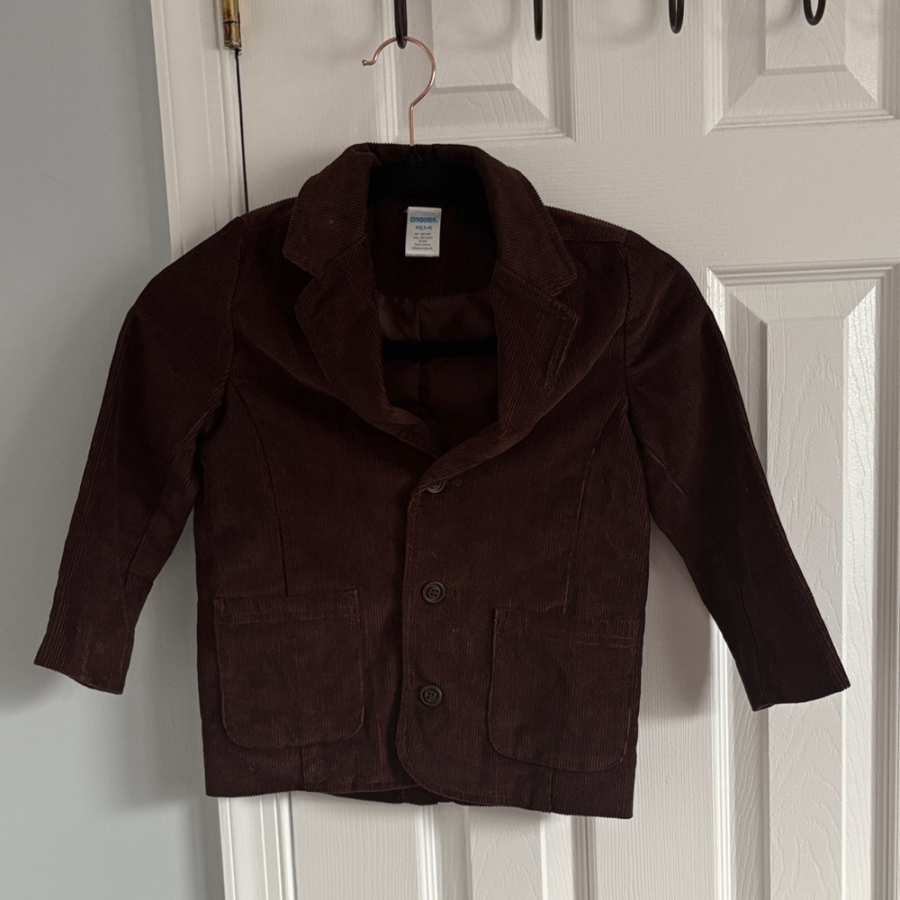 Gymboree Dark Brown Corduroy 3 Button  Kids Blazer with Pockets XS (3-4)